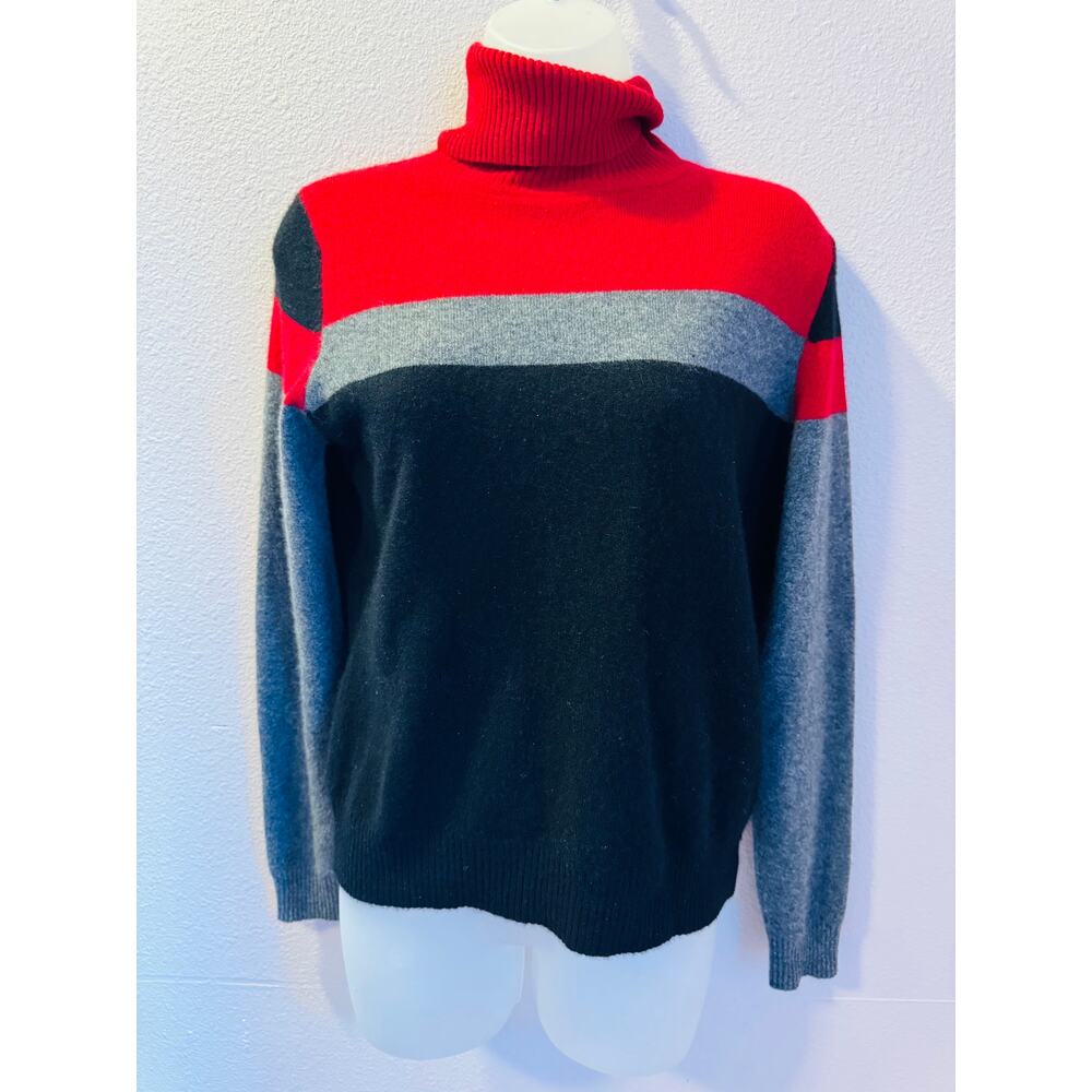 Valerie Separates 100% Cashmere Turtleneck Sweater  Black Gray Red Size M